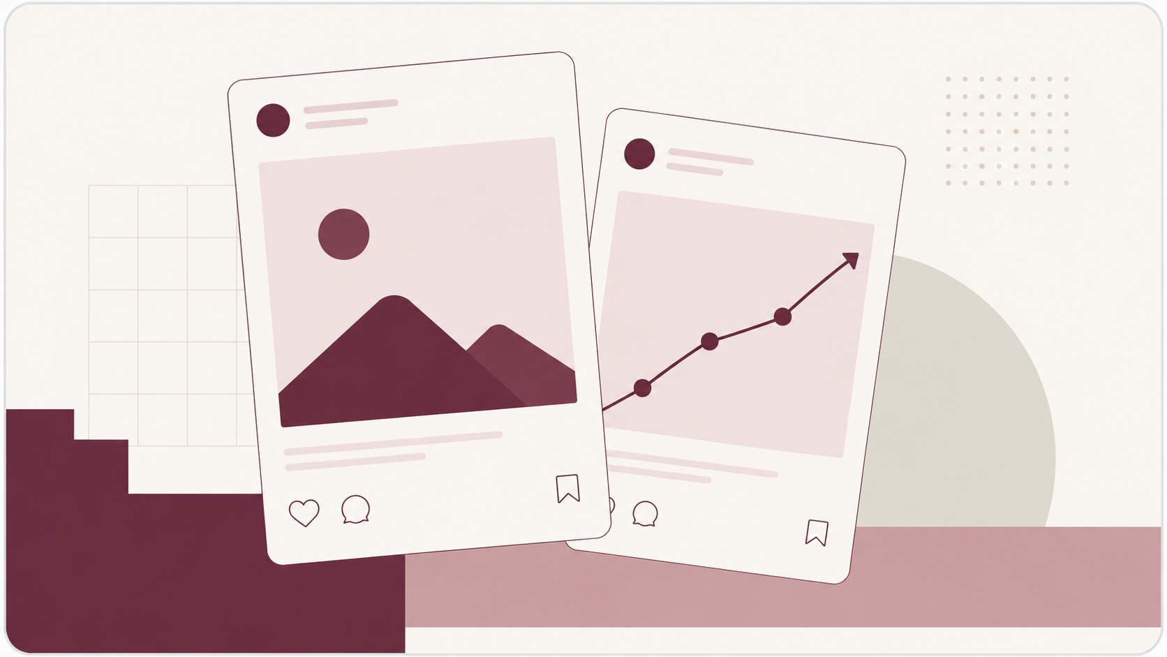 Abstract illustration of two Instagram-style content cards